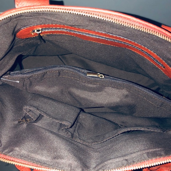 Large Satchel / Shoulder Bag Purse Cognac Brown - Picture 7 of 8